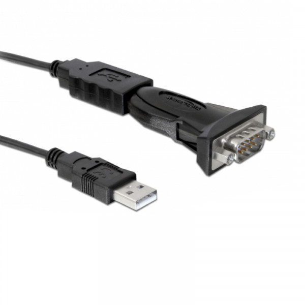 Delock USB-A (m) naar 9-pins SUB-D (m) Seriële RS232 Adapterkabel - FTDI - 0,8 meter - Zwart
