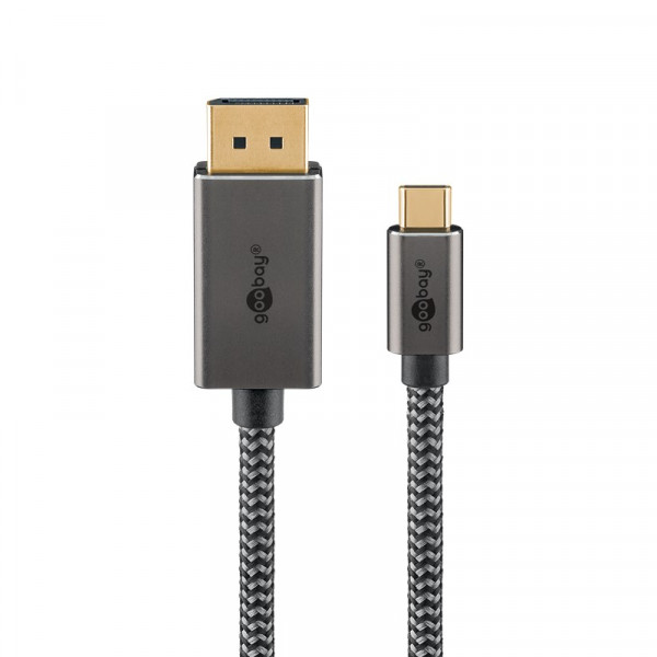 USB-C naar DisplayPort kabel - 4K 60Hz - Pro - 1 meter - Zwart/Zilver