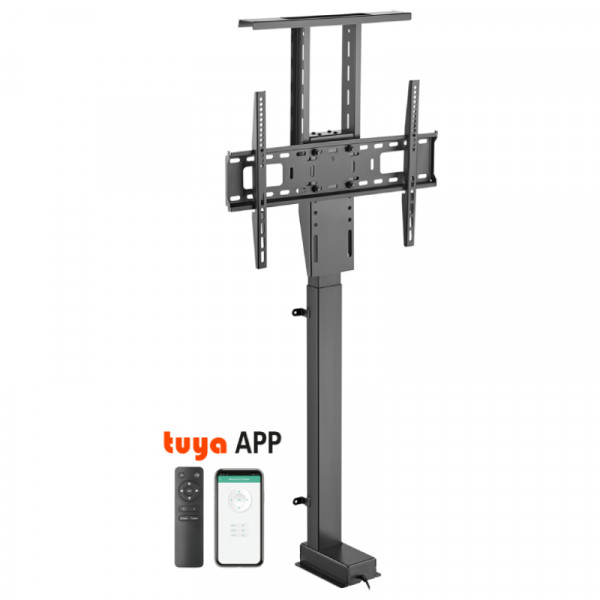 Gemotoriseerde Standaard voor 37-80 inch Schermen tot 60kg - Inbouw - Bedienbaar via app - Zwart