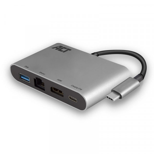 ACT USB C Multiport Dock met HDMI 4k 30Hz, USB 3.0, Ethernet en Powerdelivery 60W
