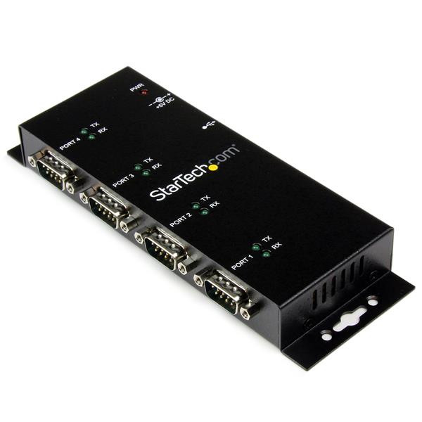 StarTech 4-poort USB naar DB9 RS232 Seriële Adapter Hub – Industrieel DIN-rail en Wandmontage