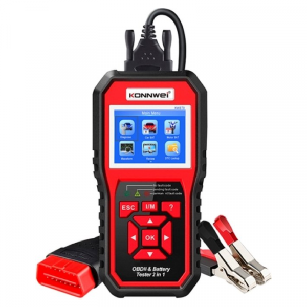 Accutester voor diverse Accu's - 6 en 12V - AGM, EFB, Gel en Lood - Met OBD2 adapter - Zwart