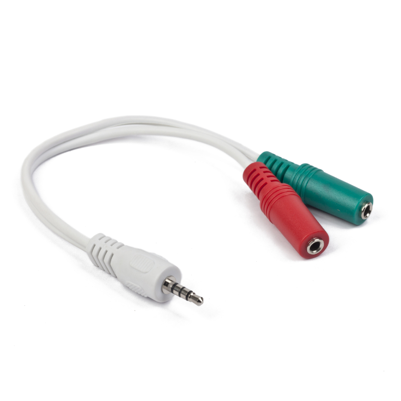 4-polige 2x 3,5mm (v) - 3,5mm Jack (m) Adapterkabel - CTIA - 0,2 meter - Wit 367c726fe6bc931f677f6000a52c9266