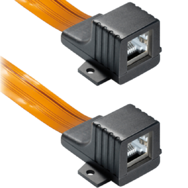 CAT5e doorvoerkabel - Plat - RJ45 (v) - RJ45 (v) - U/UTP - 0,3 meter - Zwart