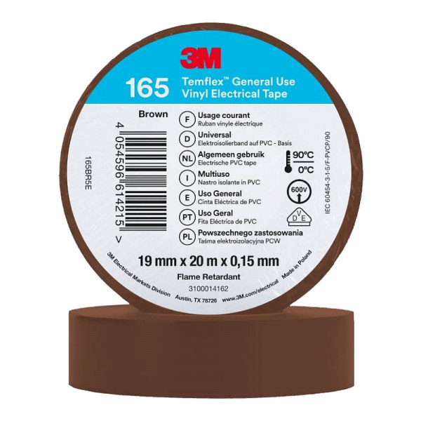 3M Isolatie Tape - 19mm breed - 0,152mm dik - 20 meter - Bruin