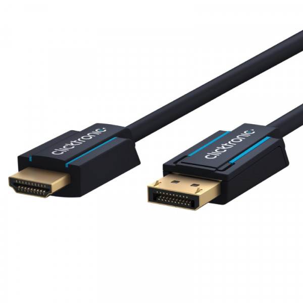 Clicktronic Actieve DisplayPort naar HDMI Kabel - 4K 60Hz - Verguld - 1 meter - Zwart