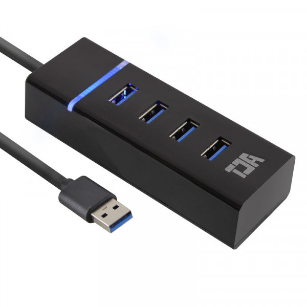 ACT 4 Poorts 3.0 USB Hub Zwart