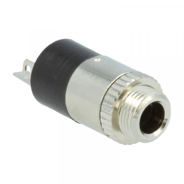 Soldeerbaar Stereo 3,5mm Jack Chassis (v) - Zwart/Zilver