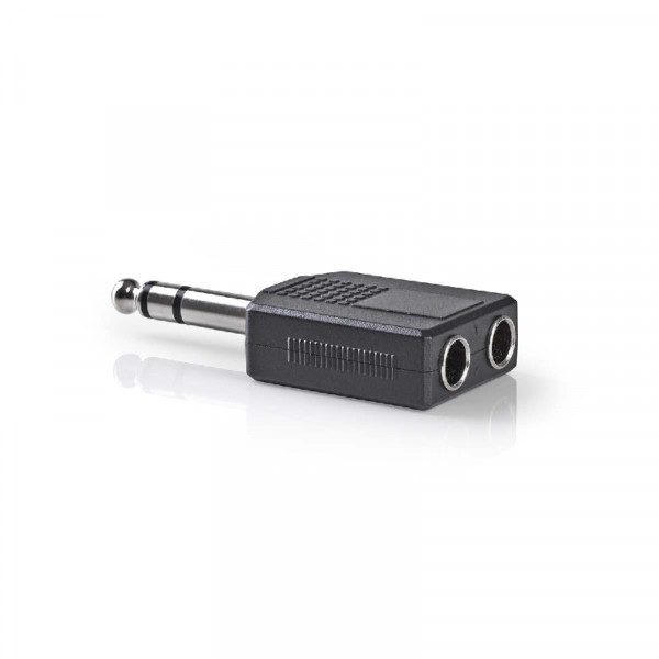 6,35mm (m) - 2x 6,35mm Stereo Jack (v) Splitter Adapter - Zwart