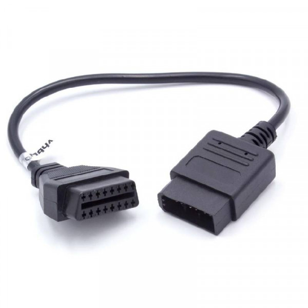OBD2 Adapterkabel voor Alfa, Fiat, Nissan en Lancia - OBD1 14 naar 16-pins OBD2 - 0,2 meter - Zwart
