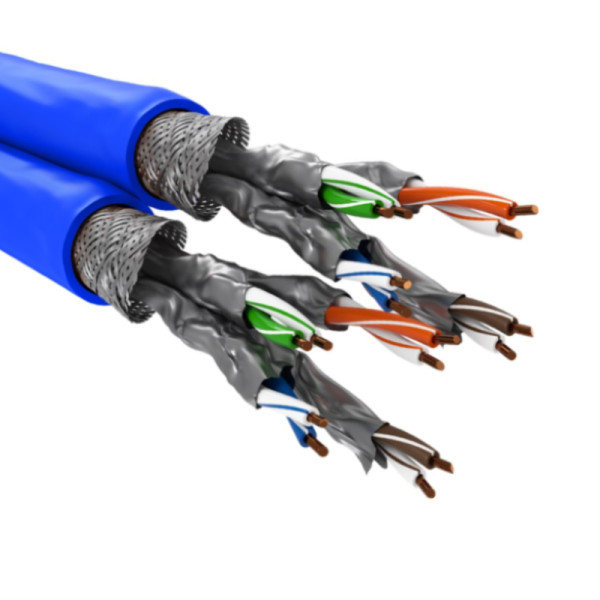 S/FTP CAT7A+ Duplex 10 Gigabit Netwerkkabel - CU - 22AWG - LSZH - Stug - 100 meter - Blauw