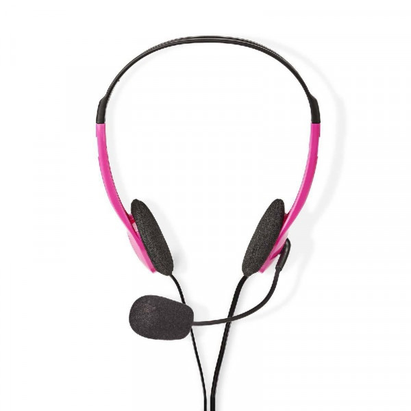 Stereo Headset - 2x 3,5mm Jack - 2 meter - Verstelbare Hoofdband - Zwart/Roze
