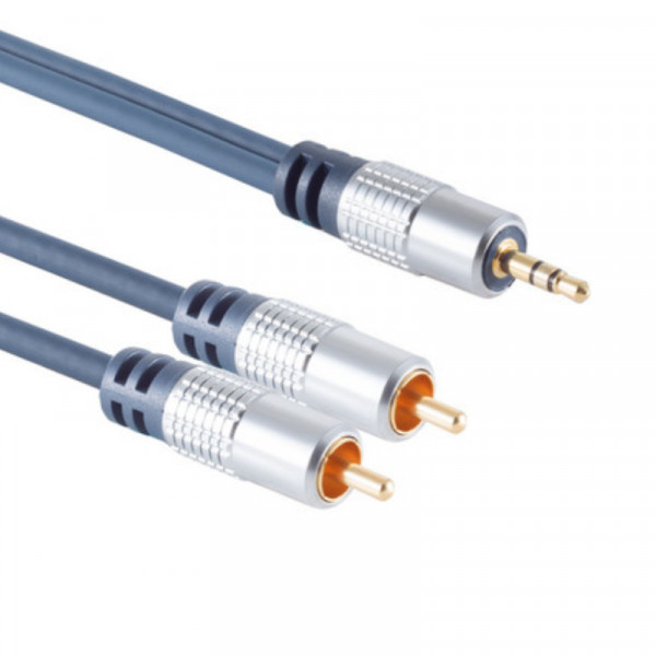 Stereo Tulp (m) - 3,5mm Stereo Jack (m) Kabel - Verguld - Premium - 5 meter - Blauw