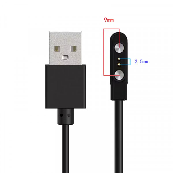 Oplaadkabel voor diverse smartwatches - Universele 2,5-9mm connector - 0,6 meter - Zwart