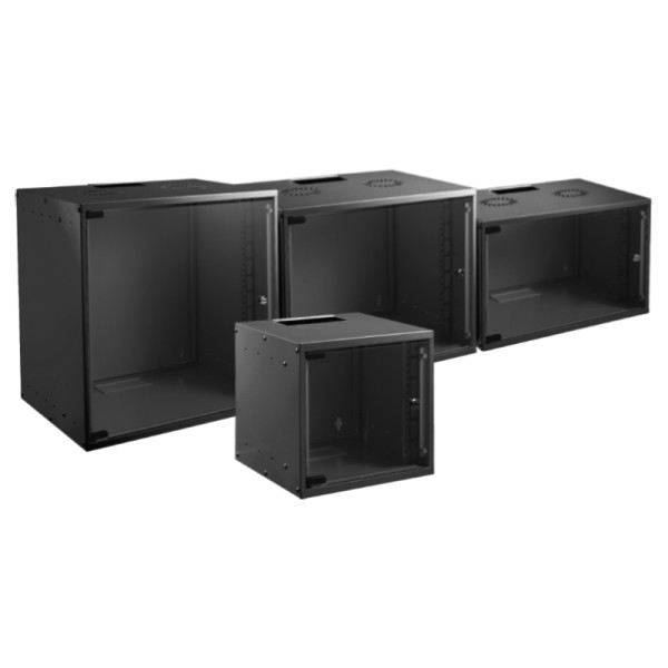 19" Wandbehuizing - 12U - 600mm diep - Ongemonteerd - Zwart