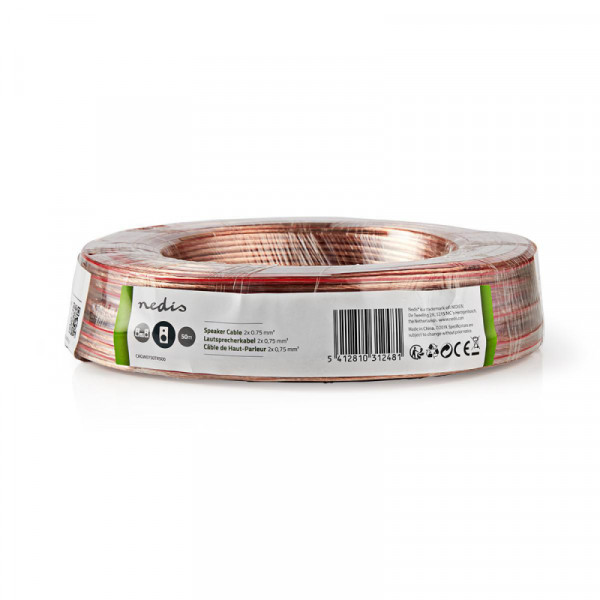 Luidsprekerkabel CCA 2 x 0,75mm2 - Transparant - 50 meter