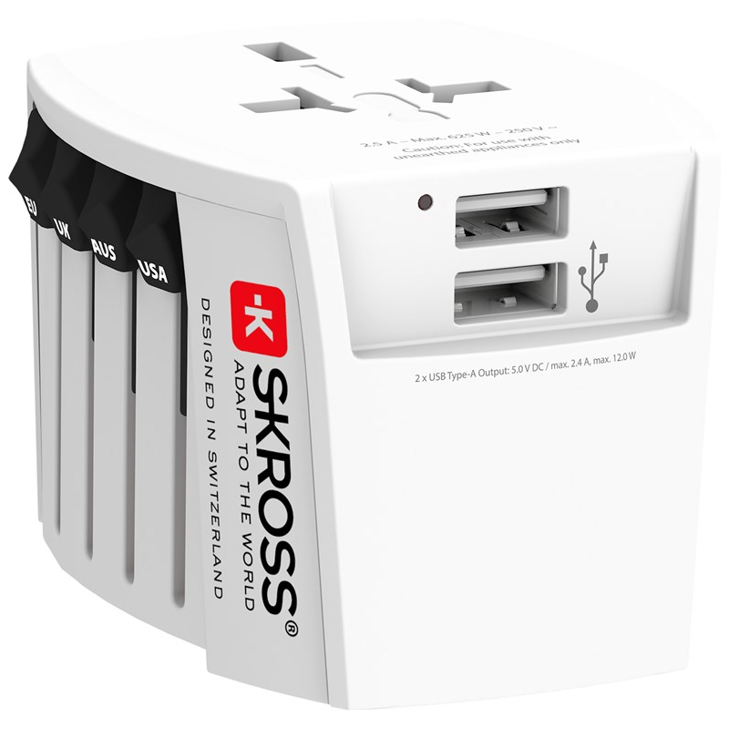 MUV USB (2xA) Compacte 2-polige wereldreisadapter | 1 stuks - SKR1302960