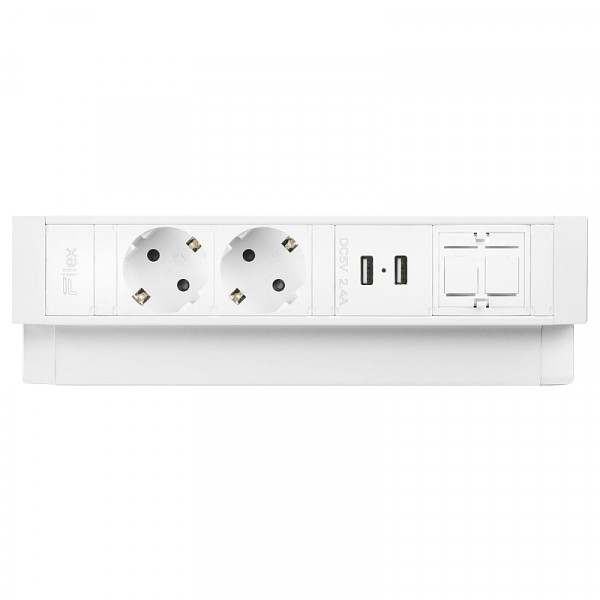 Power Desk Up 2.0 - 2x Schuko - 2x USB-A oplaadpoort - 1x Keystone - 1 meter eGST (m) - Wit