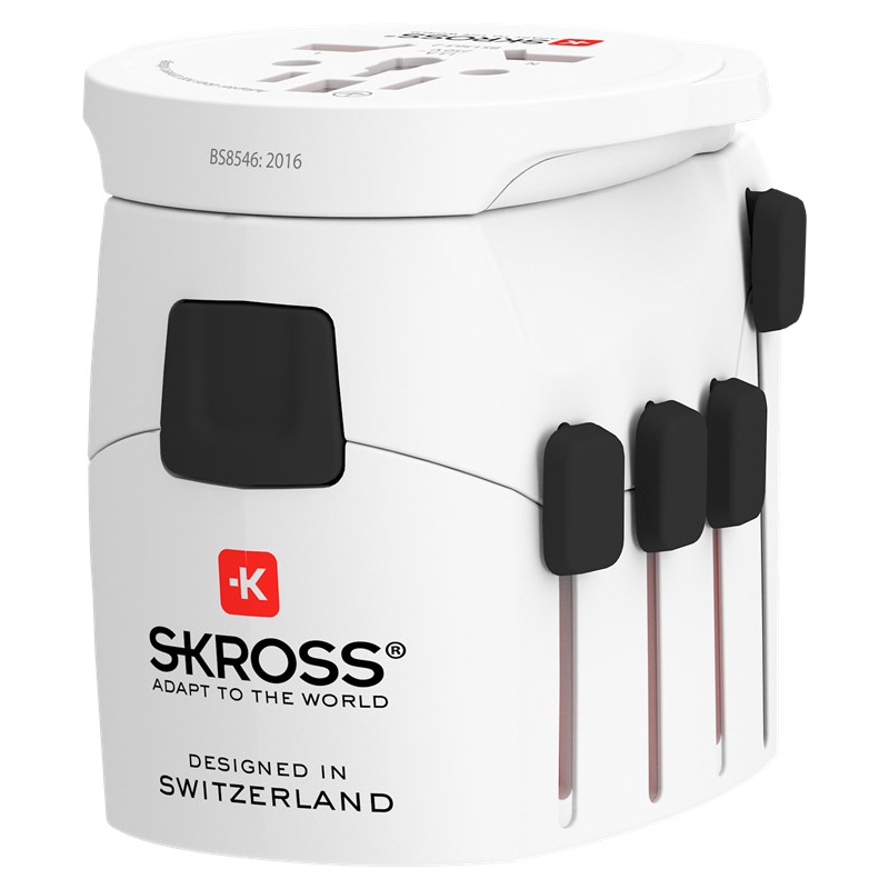 SKROSS - Wereldreisadapter met randaarde stekker 7000 mA + Schuko adapter