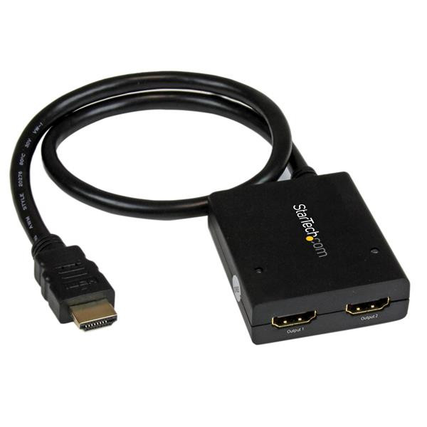 StarTech 2-poorts HDMI 1.4 Splitter – Voeding via USB of adapter – 4K 30Hz - 0,1 meter - Zwart