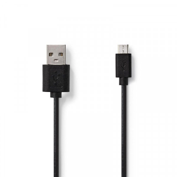 USB 2.0 Kabel A Male - Micro-B Male Rond 1.00 m Zwart