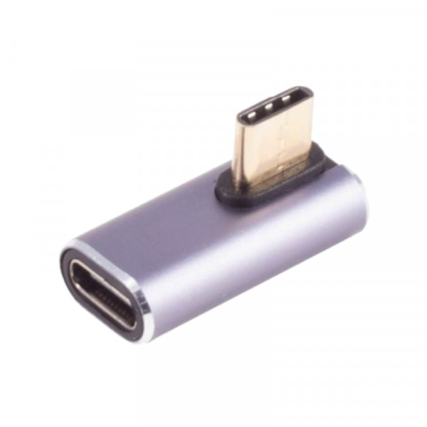 Haakse USB-C (v) naar USB-C (m) Adapter - USB4 - Haaks links en rechts verticaal - Grijs