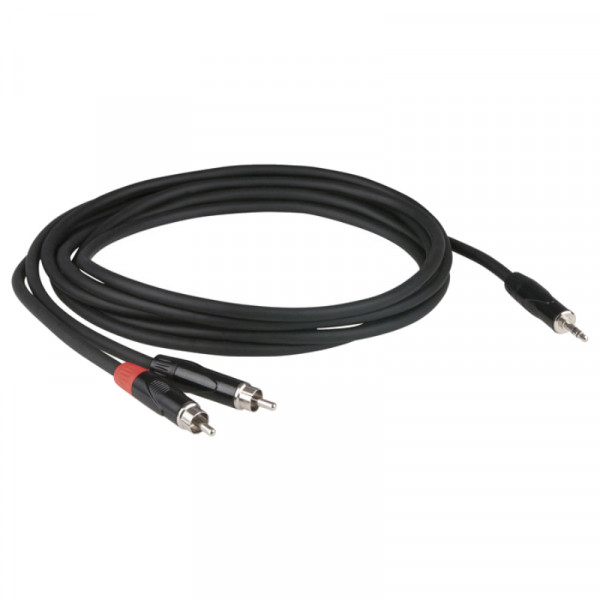 DAP Stereo Tulp (m) - 3,5mm Stereo Jack (m) Kabel - 3 meter - Zwart