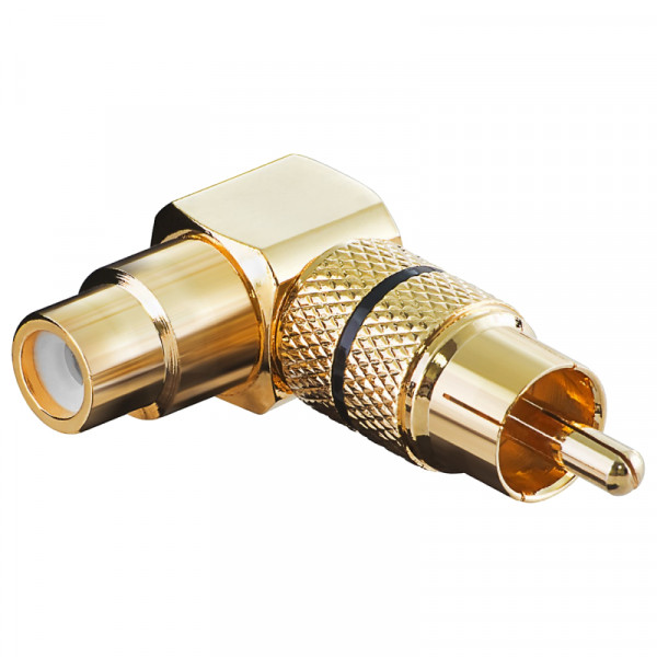 Haakse Mono Tulp Adapter - Tulp (v) - Tulp (m) - Verguld - Zwart Accent