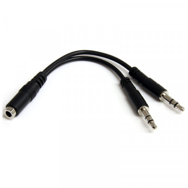 StarTech 4-polige 3,5mm Jack (v) - 2x 3,5mm (m) Adapterkabel - CTIA - 0,15 meter - Zwart