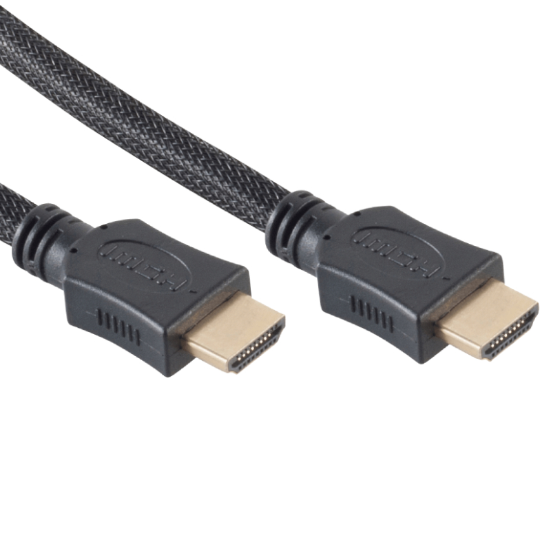 HDMI-Kabel - 1.4 vergoldet - 1,5m mit schwarzem Low Density Nylon Mant