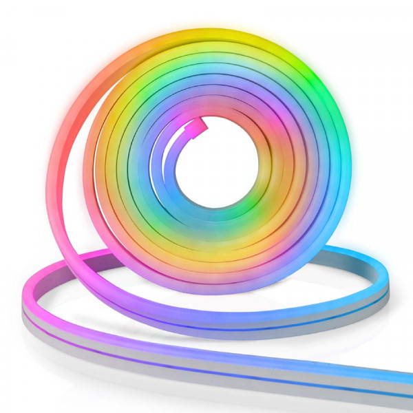 Slimme Wifi LED-strip - Rond - Op maat afknipbaar - RGB en Wit 2700K - 6500K - Neon effect - 5 meter