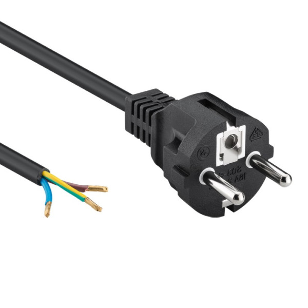 Schuko - Open einde Apparaatsnoer - 3 x 1,5mm2 - 2 meter - Zwart