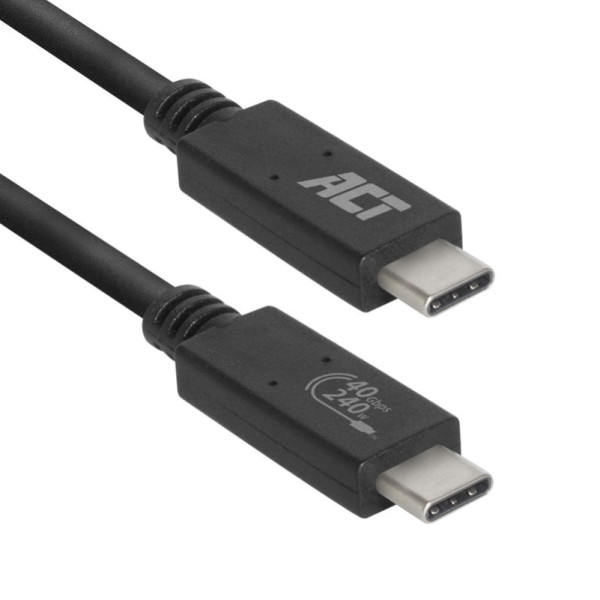 ACT USB-C Kabel - USB 4 Gen 3x2 - 240W laden - 0,8 meter - Zwart