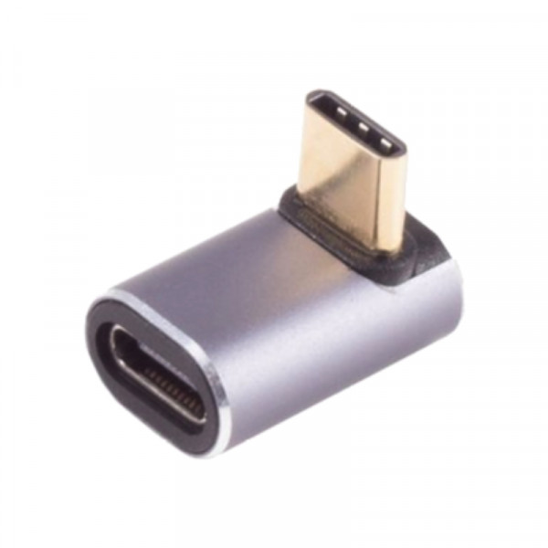 Haakse USB-C (v) naar USB-C (m) Adapter - USB4 - Haaks omhoog en omlaag - Grijs