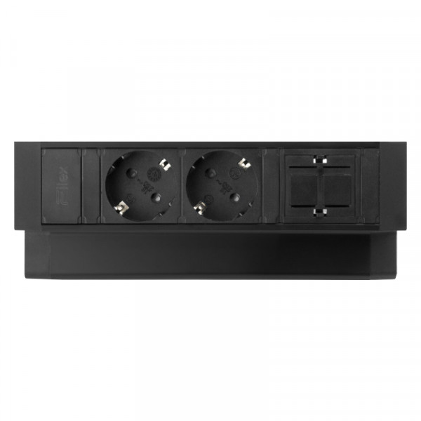 Power Desk Up 2.0 - 2x Schuko - 1x Leeg - 1 meter eGST (m) - Zwart