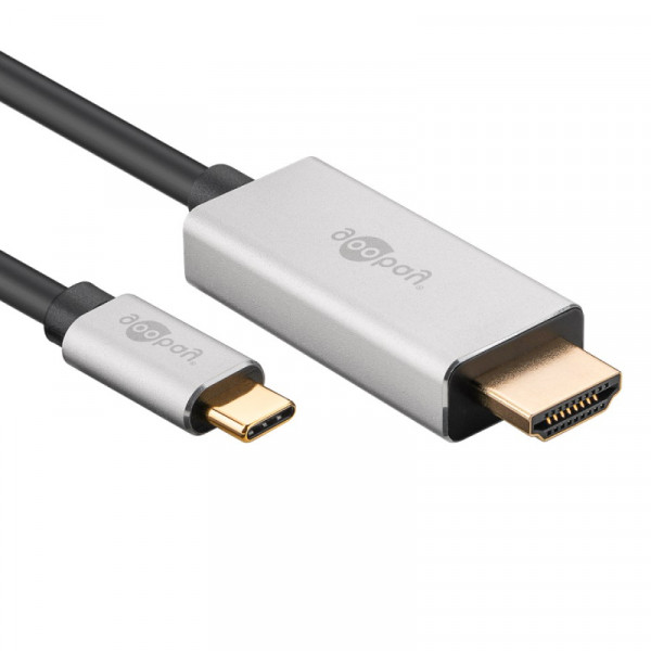 USB-C naar HDMI kabel - 8K 30Hz - Premium - 3 meter - Zwart/Zilver