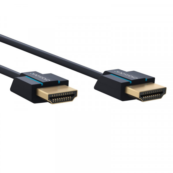 Clicktronic Slimline HDMI 2.0 Kabel - 4K 60Hz - Verguld - 2 meter - Zwart