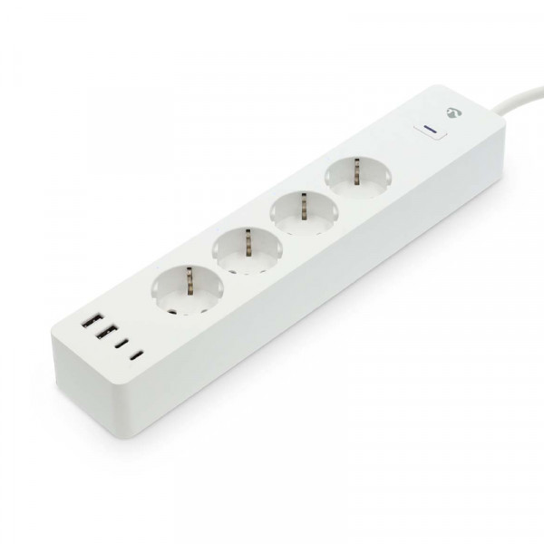 Slimme Wifi 4-voudige Stekkerdoos - 2x USB-A en 2x USB-C - 2 meter - Wit