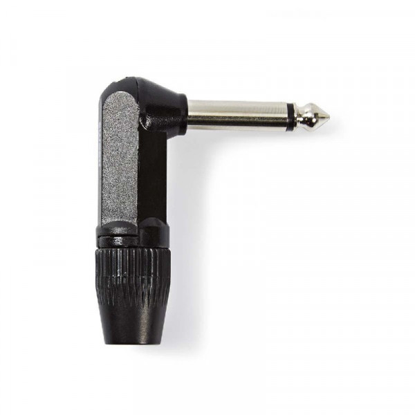 Haakse Soldeerbare 6,35mm Mono Jack Connector (m) - Zwart