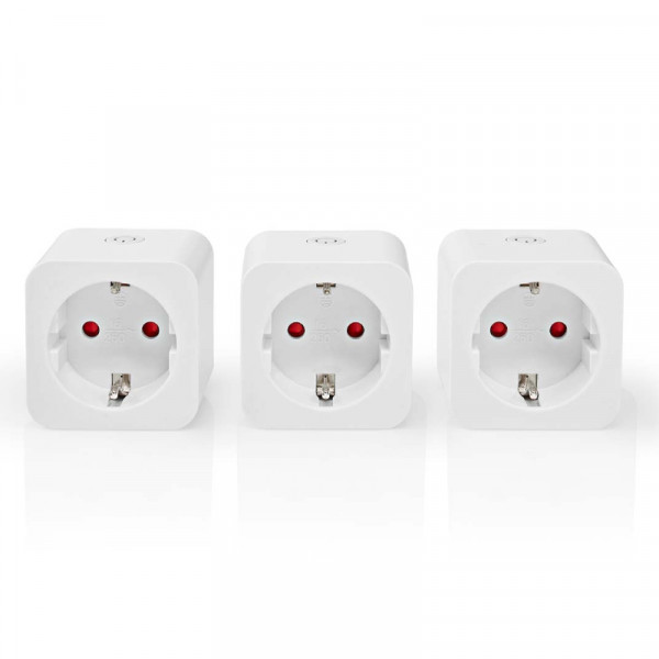 Slimme Wifi Stopcontact Stekker - Tot 3680W - Geaard - Wit - 3 stuks