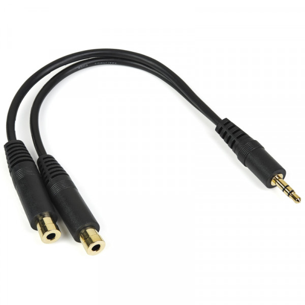 StarTech 3,5mm (m) - 2x 3,5mm Stereo Jack (v) Splitter Adapterkabel - Verguld - 0,2 meter - Zwart