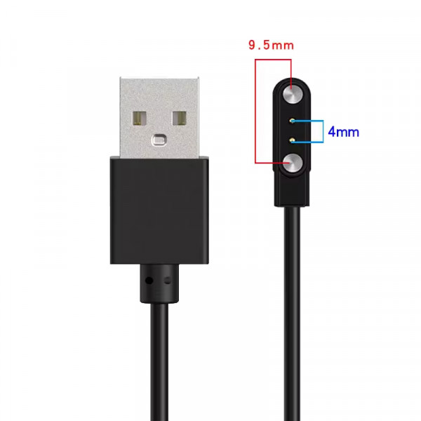 Oplaadkabel voor diverse smartwatches - Universele 4-9,5mm connector - 0,6 meter - Zwart