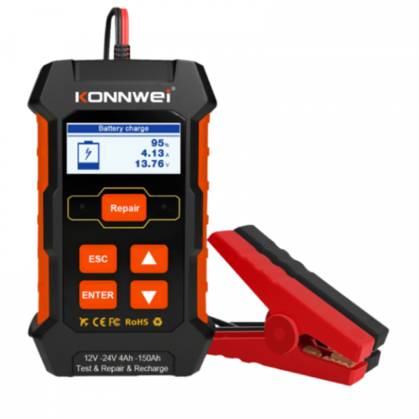 Accutester voor diverse Accu's - 12 en 24V - AGM, EFB, Gel en Lood - Zwart