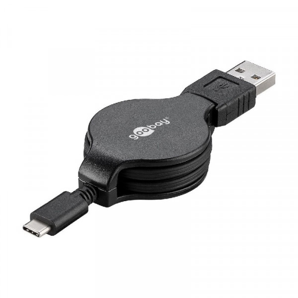 Uitrolbare USB A - USB C kabel 1 meter