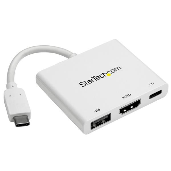 StarTech USB-C naar 4K HDMI multifunctionele adapter met Power Delivery en USB-A poort - wit