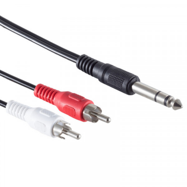 Stereo Tulp (m) - 6,35mm Stereo Jack (m) Kabel - 1,5 meter - Zwart