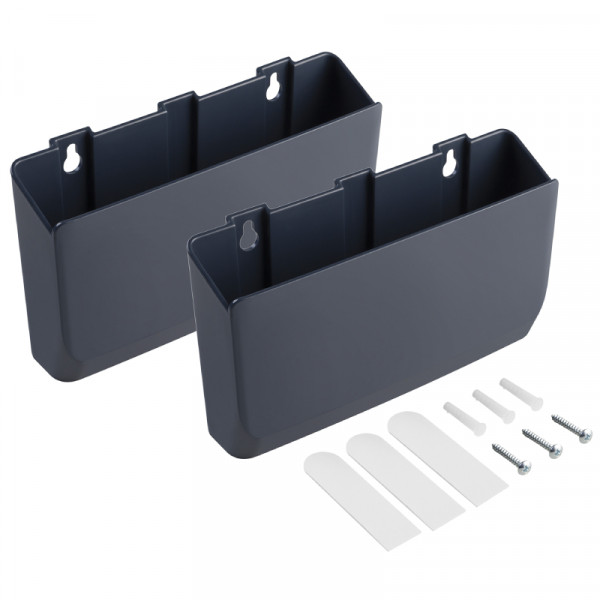 Accessoire houders - Set van 2 - Zelfklevend of schroefbaar - 19 cm breed - Tot 2kg - Donkerblauw