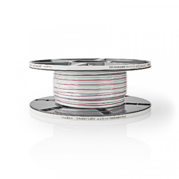 Luidsprekerkabel OFC 2 x 2,5mm2 - Wit - 25 meter