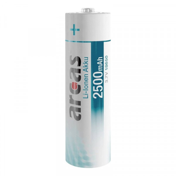 ARCAS Li-on CR 18650 Batterij 3.7V 2500 mAh zonder buttontop - Oplaadbaar - Wit