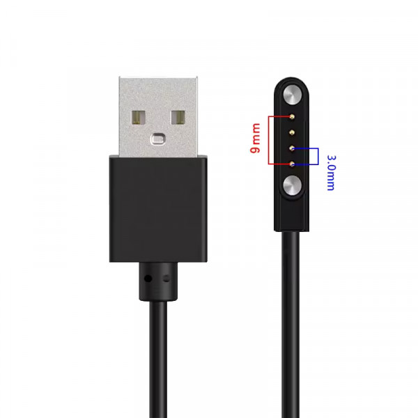 Oplaadkabel voor diverse smartwatches - Universele 3-9mm connector - 0,6 meter - Zwart